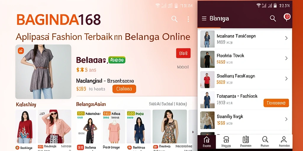 Antarmuka pengguna BAGINDA168 yang menarik dan intuitif untuk belanja fashion.