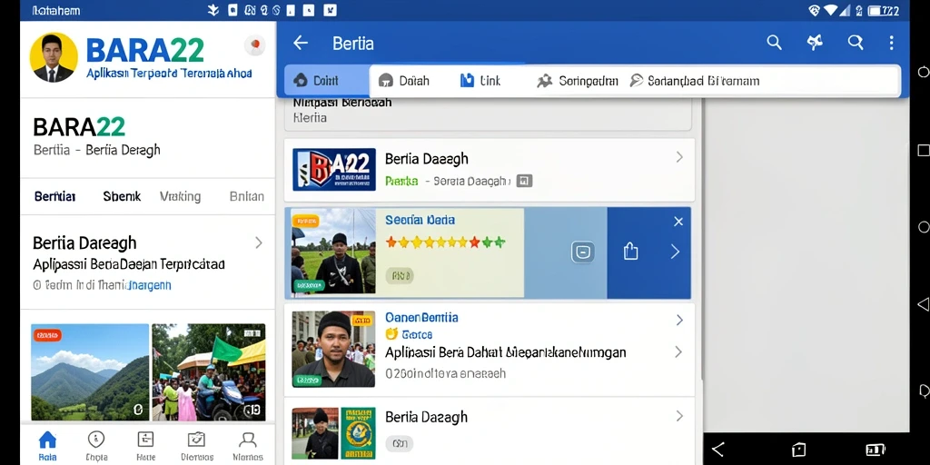 Screenshot antarmuka BARA22 menampilkan berbagai berita daerah terkini.