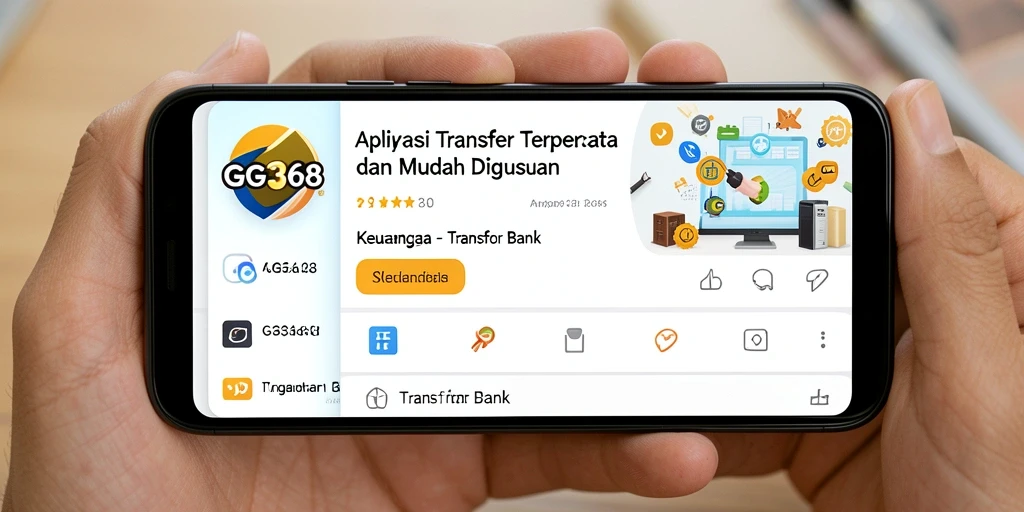 Antarmuka aplikasi GG368 untuk fungsi Transfer Bank yang mudah digunakan.