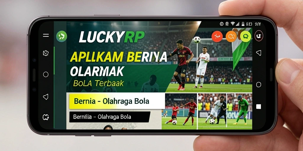 Tampilan antarmuka aplikasi LUCKYRP untuk berita olahraga bola.