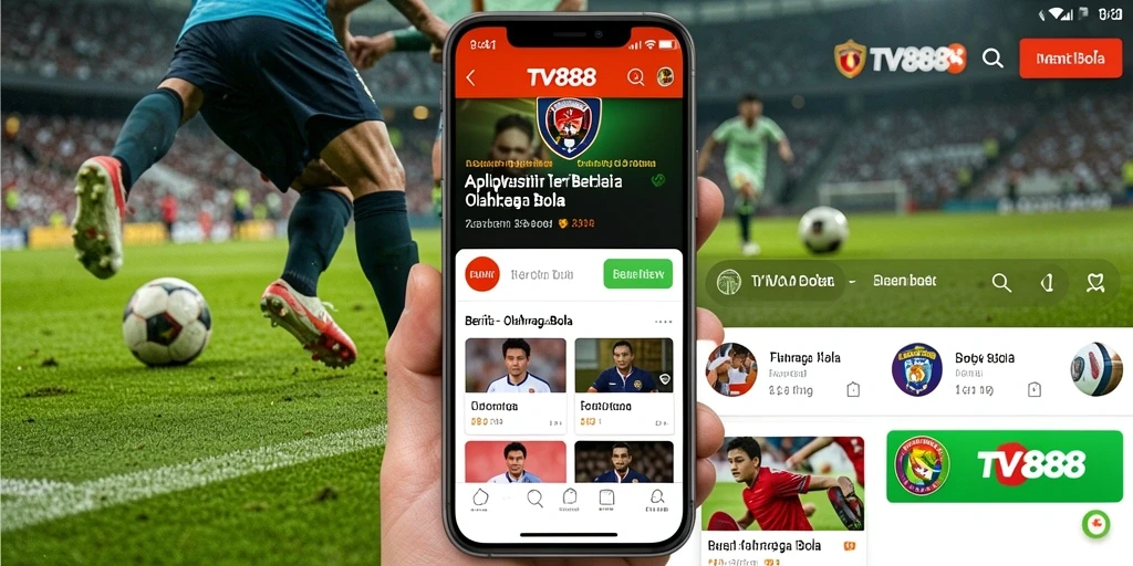Antarmuka TV888 yang menarik dan mudah digunakan untuk berita olahraga bola.